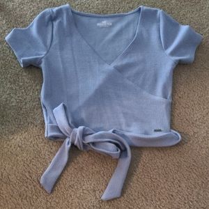 Hollister soft blue faux wrap top
